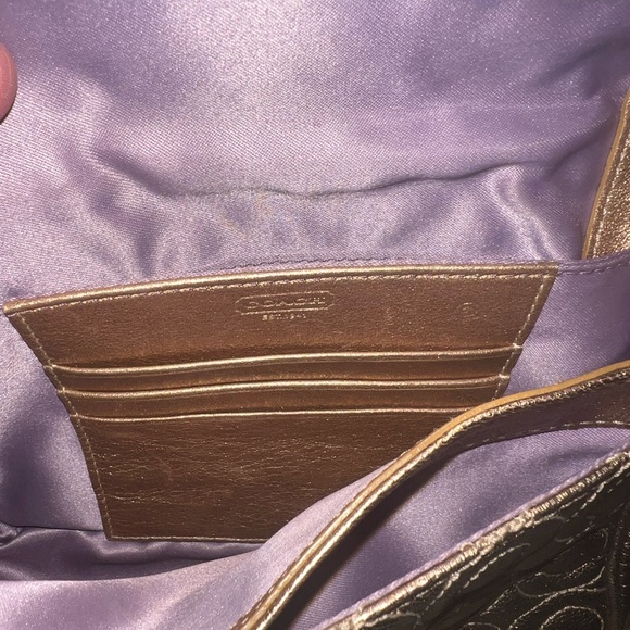 COACH Gold Metallic Leather Madison Chain Mini Shoulder Bag - Picture 8 of 11